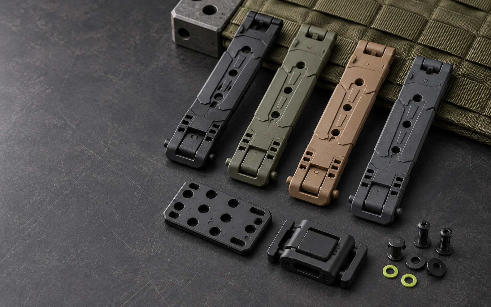 MOLLE components for OEM molded carry systems